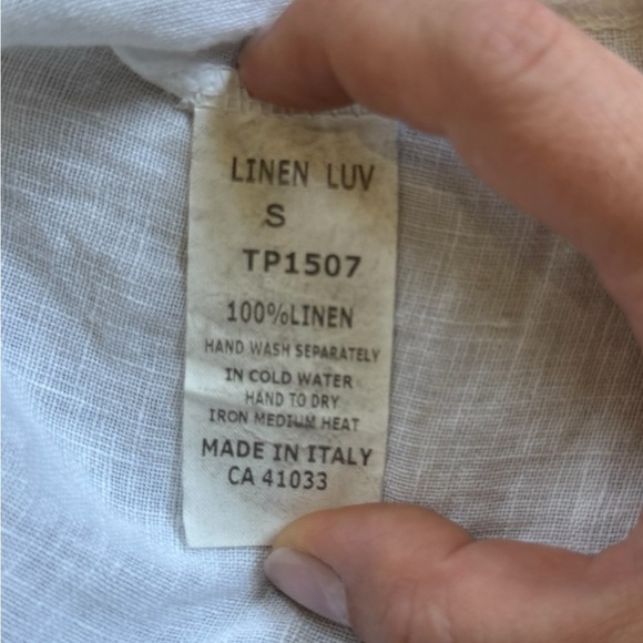 NWT Linen Luv 100% Linen Ivory White Tie-Front V-Neck Blouse - Picture 4 of 10